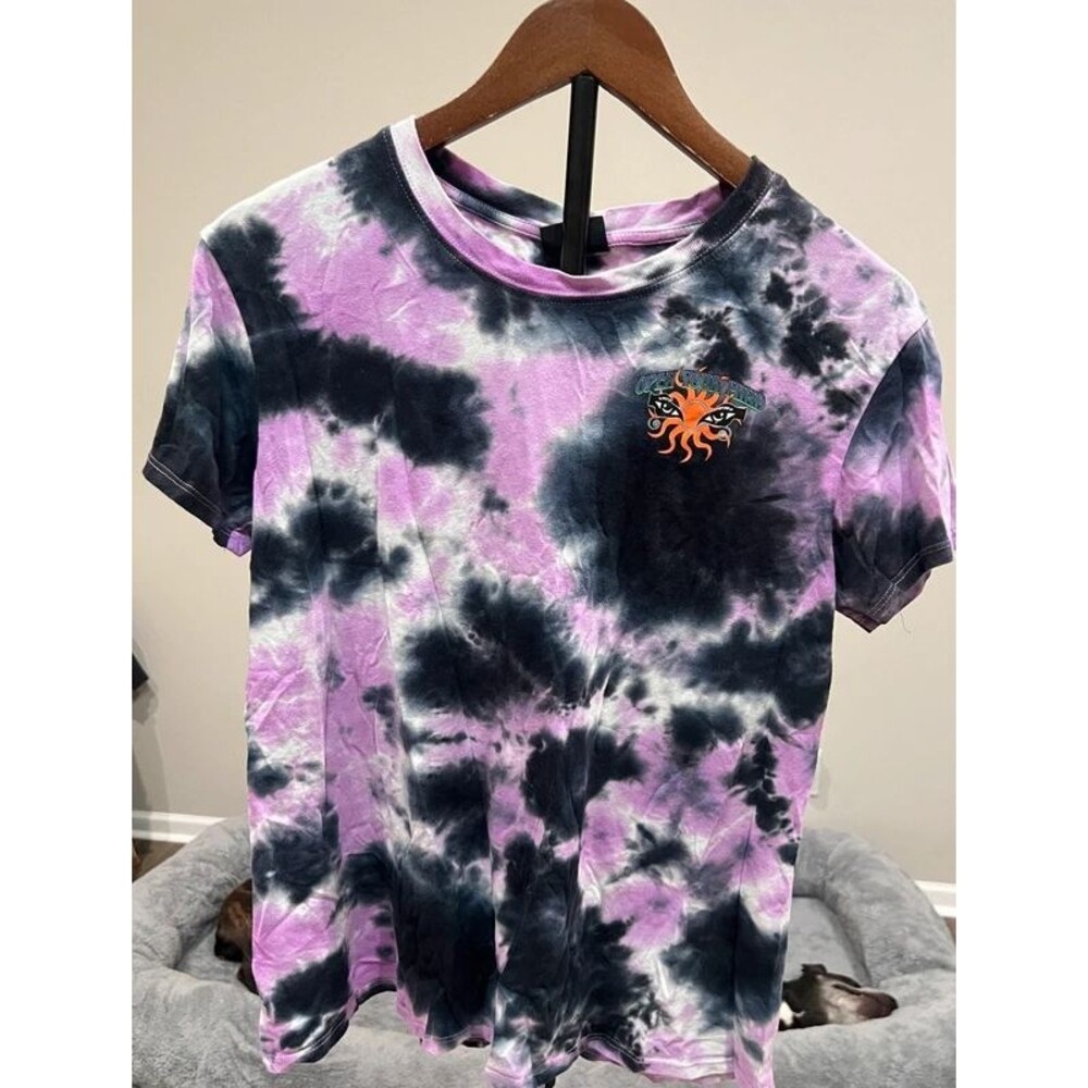 Empyre Open Your Mind Tie-Dye Graphic T-Shirt Size Small Purple Black
